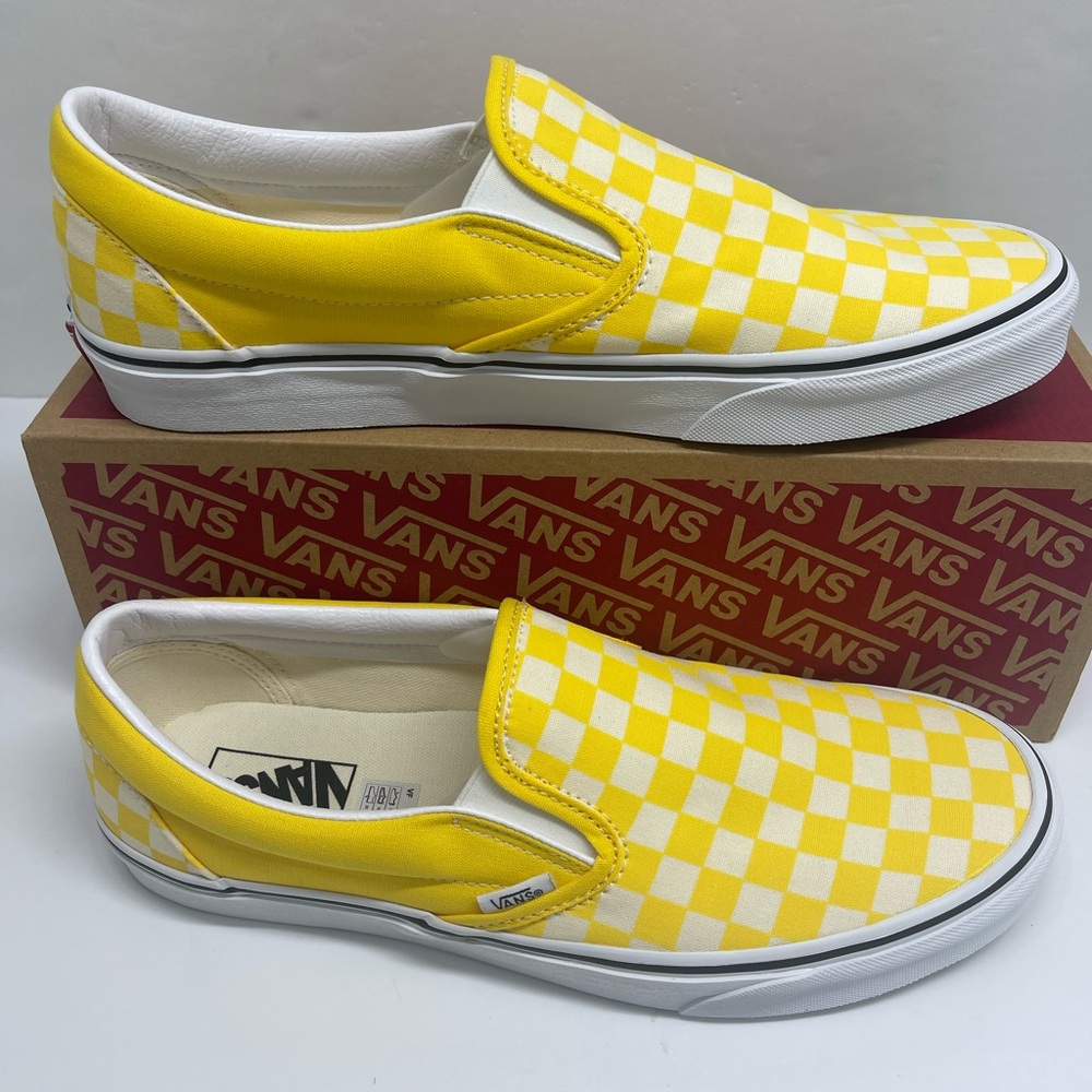 Vans Men’s Classic Slip-On
(Checkerboard) Cyber Yellow Sneakers 
VN0A33TB42Z - Picture 14 of 16